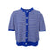 BLACK COLOUR BCDell Striped Short Sleeve Cardigan in Blue