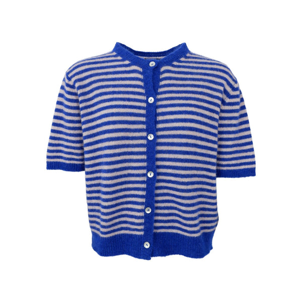 BLACK COLOUR BCDell Striped Short Sleeve Cardigan in Blue