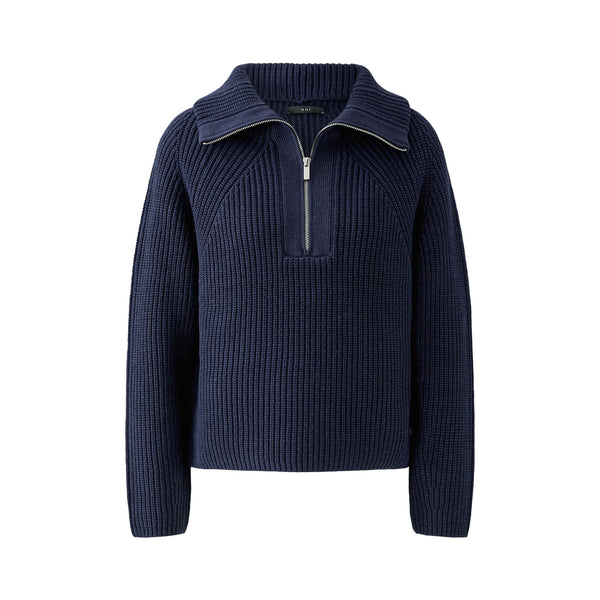 OUI Quarter Zip Jumper in Dark Blue