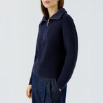 OUI Quarter Zip Jumper in Dark Blue