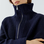 OUI Quarter Zip Jumper in Dark Blue