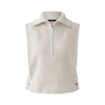 OUI Cotton Slipover with Sporty Troyer Collar in Off White