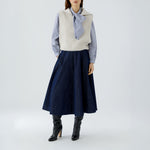 OUI Cotton Slipover with Sporty Troyer Collar in Off White