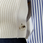 OUI Cotton Slipover with Sporty Troyer Collar in Off White