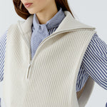 OUI Cotton Slipover with Sporty Troyer Collar in Off White