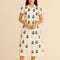 HANDPRINT DREAM APPAREL Myrtia Cotton Block Print Dress in White/Navy