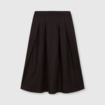 BEATRIZ FUREST College Pleated Wool Midi Skirt in Dark Brown