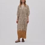 RABENS SALONER Penny Ombre Ikat Shirt Dress in Cognac Combo