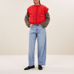 BY-BAR Gio Oversized Reversible Gilet in Poppy Red