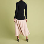 FLORERE Acacia Colour Block Mockable Midi Dress in Satin Pink & Black