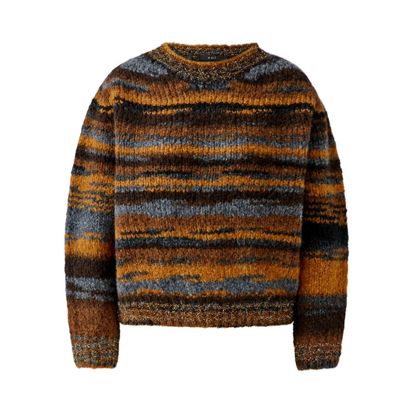 OUI Wool and Alpaca Mix Graded Jumper in Dark Brown/Camel