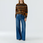 OUI Wool and Alpaca Mix Graded Jumper in Dark Brown/Camel