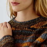 OUI Wool and Alpaca Mix Graded Jumper in Dark Brown/Camel