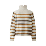 OUI Funnel Neck Stripe Jumper in Light Camel/Camel