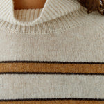 OUI Funnel Neck Stripe Jumper in Light Camel/Camel