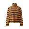 OUI Funnel Neck Stripe Jumper in Dark Camel/Brown