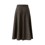 OUI Tweed Midi Skirt with Sequin Flower Detail in Dark Grey/Camel