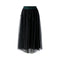 OUI Circle Print Mesh Skirt with Check Waistband in Black