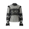 OUI Sheer Lace Long Sleeve Top in Black