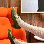 THE KEEP Rowan Heeled Loafers in Olive Green
