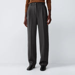 WEEKEND MAX MARA Inserimento - WKIStadio Front Pleat Tweed Wool Trousers in Medium Grey