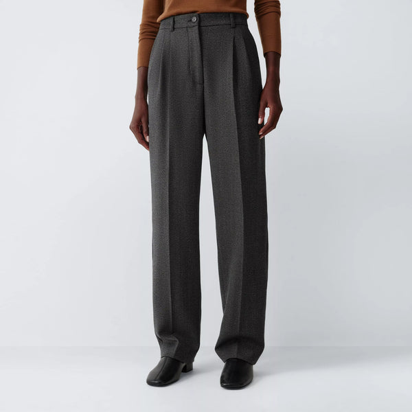 WEEKEND MAX MARA Inserimento - WKIStadio Front Pleat Tweed Wool Trousers in Medium Grey