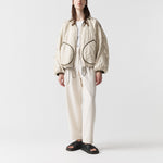 MARFA STANCE Parachute Silk Nylon Bomber Jacket in Pale Olive/Oyster