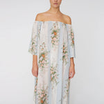 STELLA NOVA Loose Maxi Dress with Drop Shoulders in Creme Multicolour Flowers