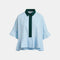 ESSENTIEL ANTWERP Kaylee Peplum Ruffle Shirt in Aquamarine