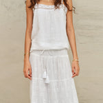 M.A.B.E Frani Embroidered Maxi Skirt in White
