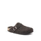 BIRKENSTOCK Boston Shearling Suede Leather Mules in Mocca