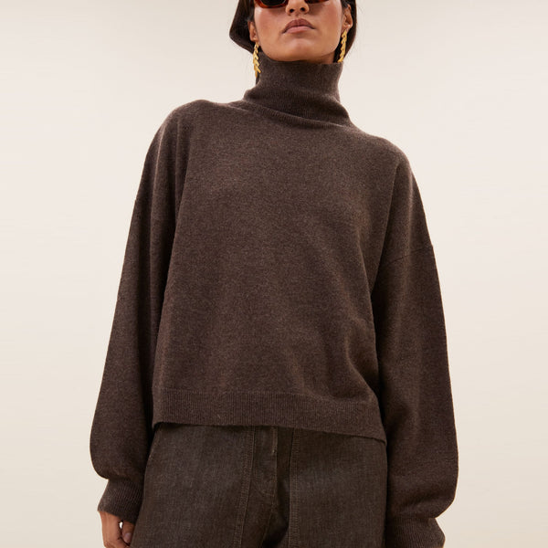 BY-BAR Sammie Merino Wool Roll Neck Jumper in Biscuit