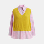 ESSENTIEL ANTWERP Jit Knit Combo Shirt in Amalfi Lemon