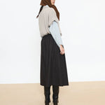 BEATRIZ FUREST College Pleated Wool Midi Skirt in Dark Brown