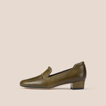 THE KEEP Rowan Heeled Loafers in Olive Green
