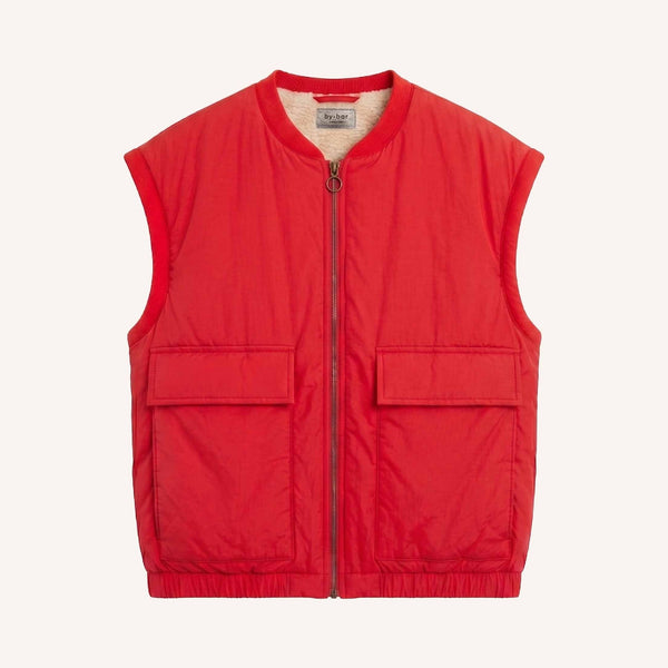 BY-BAR Gio Oversized Reversible Gilet in Poppy Red