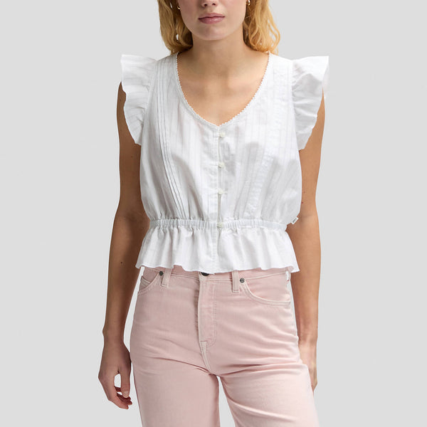 LEE Ruffle Sleeve Shirt in Bright White