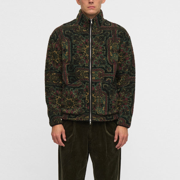 ANERKJENDT Aktoni Jacquard Teddy Cardigan in Forest Night