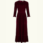 BY IRIS Velvet Shae Maxi Dress in Burgundy