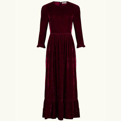 BY IRIS Velvet Shae Maxi Dress in Burgundy