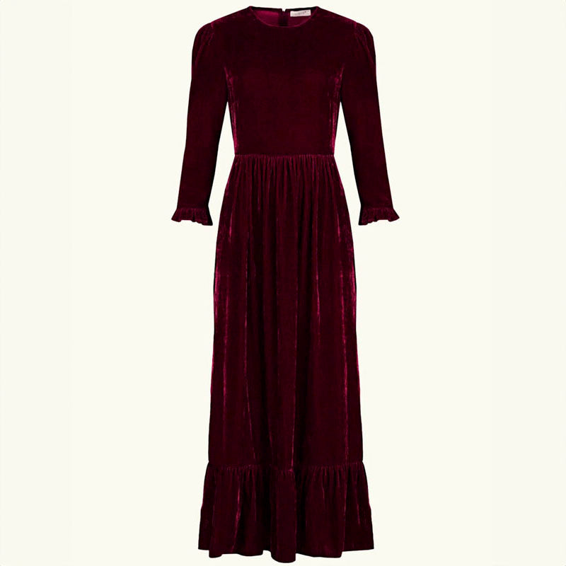 BY IRIS Velvet Shae Maxi Dress in Burgundy