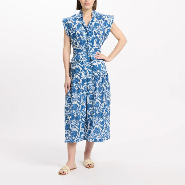 MISS JUNE Tilda Sleeveless Mid Length Dress in Blue