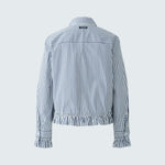 OUI Stripe Frill Cuff and Hem Shirt in White/Blue