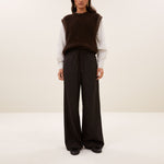 BY-BAR Pelle Pin Stripe Wide Leg Trousers in Brown