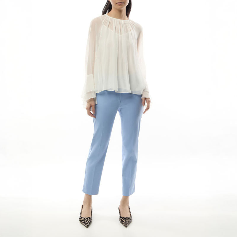 WEEKEND MAX MARA Vite Slim Leg Trousers in Light Blue