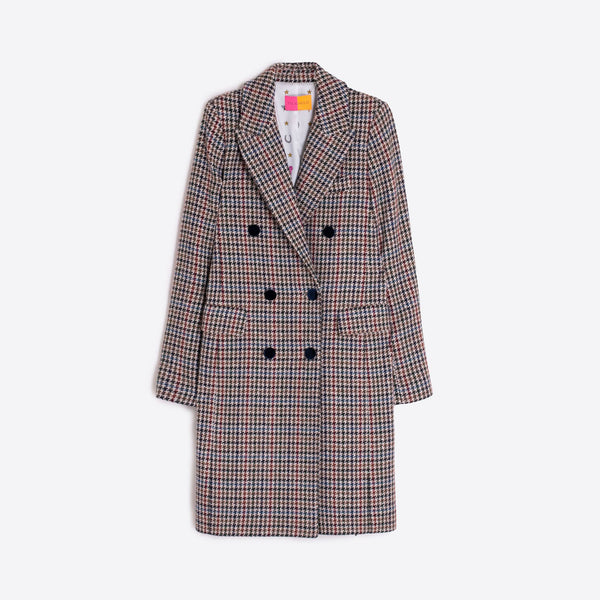 VILAGALLO Double Breasted Coat  in Houndstooth