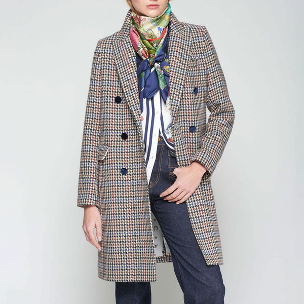VILAGALLO Double Breasted Coat  in Houndstooth