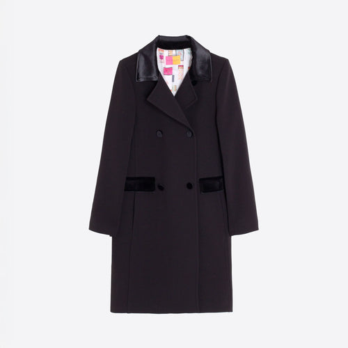 VILAGALLO Double Breasted Coat in Black