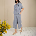 BONTE Aide Gingham Trousers in Navy