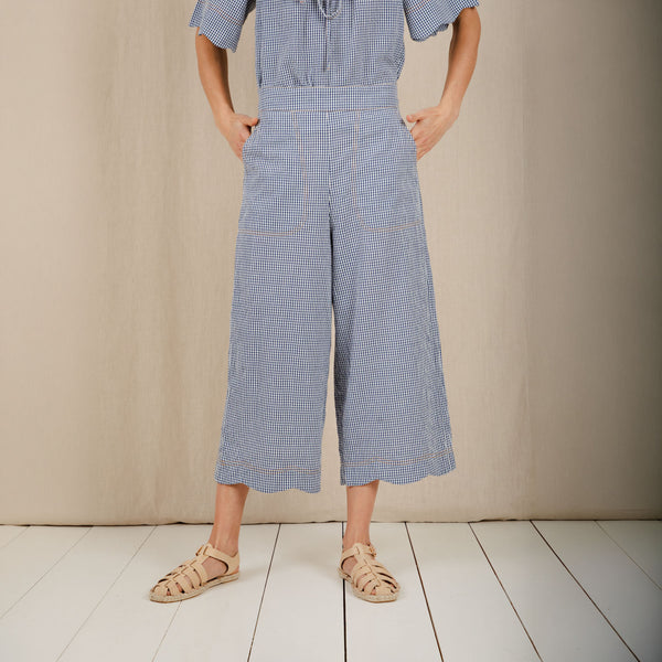 BONTE Aide Gingham Trousers in Navy